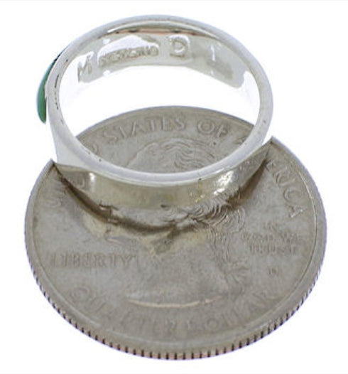 Southwestern Sterling Silver Turquoise Inlay Ring Size 4-3/4 UX36850